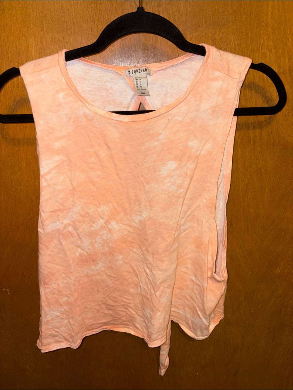 Forever 21 Peach Tie-Front Tank Top